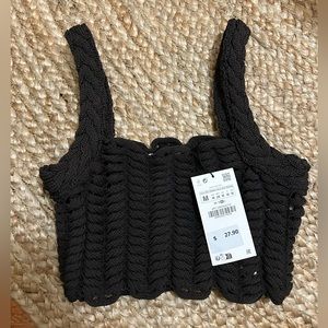Zara Textured Cable Crop Top Size Medium
